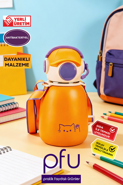 PFU Pratik Faydalı Ürünler Gamer Termos | Paslanmaz Çelik Çocuk Termosu | Uni...