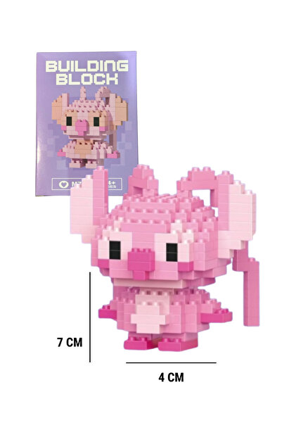 WUNİT Bricks Pembe Stitch Stitch Ailesi Kalpli Karakter Figürü 3D Yapboz Puzz...
