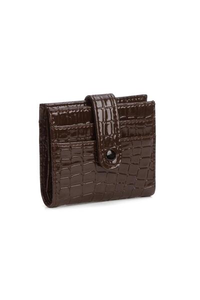 Lexa Aksesuar İthal Kroko Desen Acı Kahve Minimal Cüzdan ve Kartlık