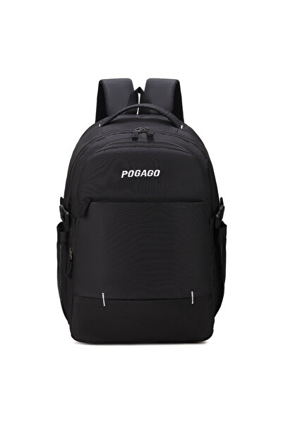 POGAGO Large Polyester Backpack for School and Travel with 4 Zip Compartments and Laptop Pocket