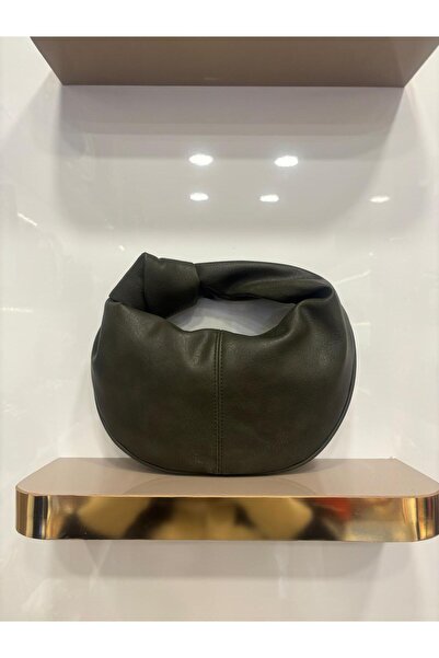 Larolina Women's Khaki Faux Leather Mini Knotted Handbag