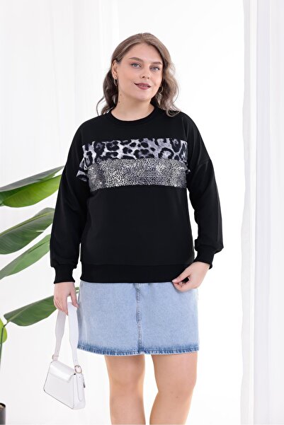 Siyezen Plus Size Sequined Tunik Blouse
