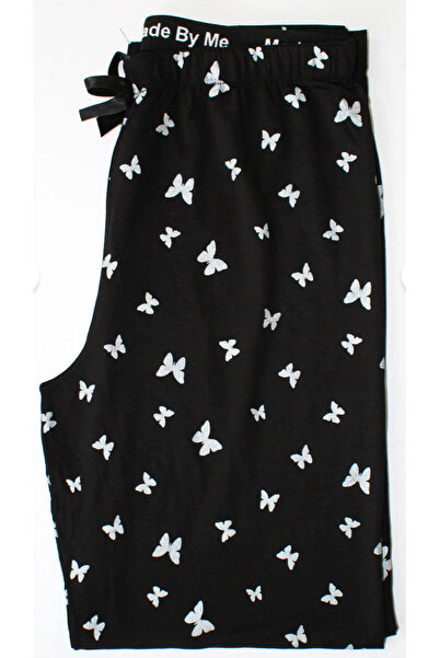 Made By me Μαύρο καρό με πεταλούδες μαλακό γυναικείο πιτζάμα μεγάλου μεγέθους