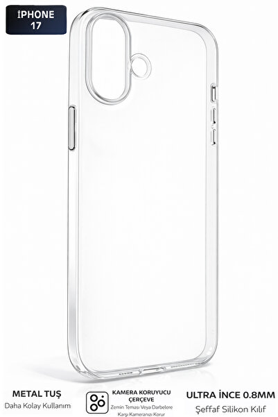 Tech&bello accessories iPhone 17 Transparent Case Ultra Thin 0.8mm Metal Button Camera Protection Layered Cover