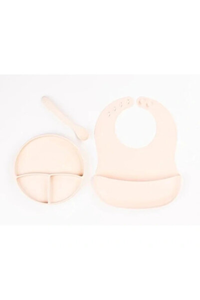 NoiBaby DİNÇ STORE 44 طقم أدوات طعام من السيليكون مكون من 3 قطع بلون كريمي - ...