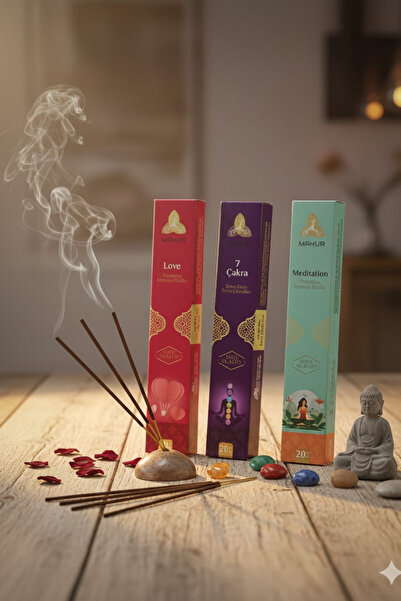 NEON PLUS 3'lü Meditasyon, Love, 7 Chakra Kokulu Rahatlatıcı Tütsü Seti