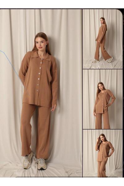 Abalı Yeni sezon triko kışlık 2li takım Durk park flags model