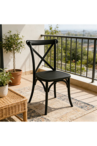 Bleco كرسي طعام بمسند ظهر متقاطع - كرسي بلاستيكي متين مناسب للمطابخ والمقاهي وأنشطة الحدائق