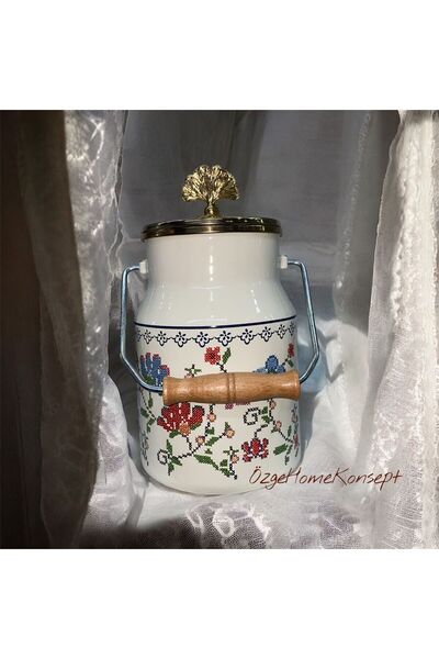 missbety Emaye Bakraç & Saklama Kabı – Dantel Desenli Vintage otantik, Ahşap ...