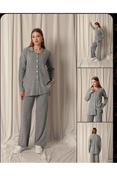 Abalı Yeni sezon triko kışlık 2li takım Durk park flags model