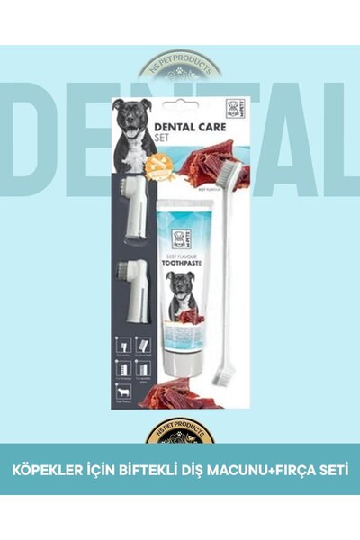 M-PETS Köpekler İçin Biftekli Diş Macunu + Fırça Seti