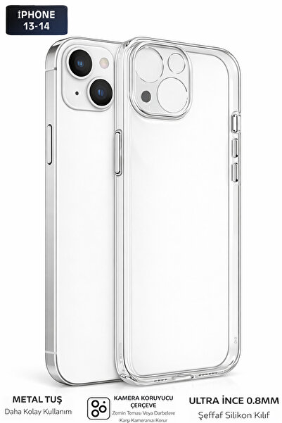 Tech&bello accessories غطاء شفاف لهاتف آيفون 13-14، رقيق للغاية بسمك 0.8 مم، ...