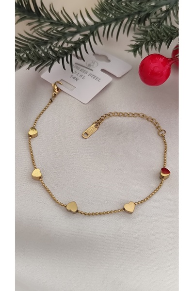 DİAVENTA TAKI VE AKSESUAR 100% Steel Heart Chain 316L Steel Bracelet Does Not Tarnish Does Not Fade 17+5 cm