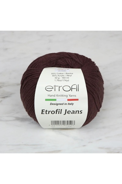 Etrofil Jeans 061 Kahverengi Örgü ipi Yazlık Crop Elbise Amigurumi Motifli Pa...