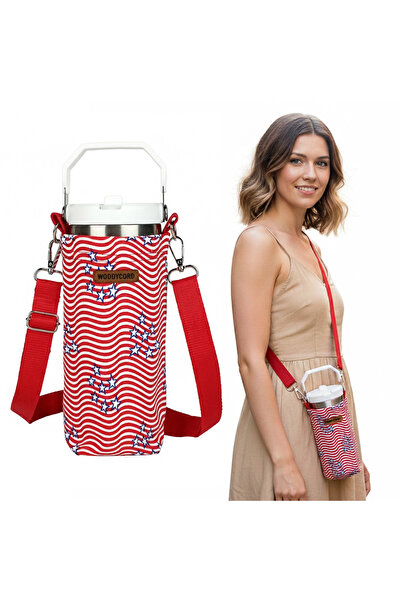 woodycord 1 Liter Handmade Striped and Star Pattern Flask Thermos Cover