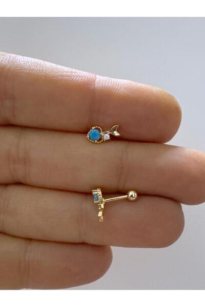 Arescollection 1 ADET ZİRKON TAŞLI KALP OK TRAGUS HELİX LOBE UYUMLU PİERCİNG