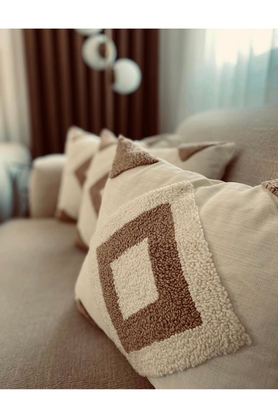 NO BRAND Punch İşlemeli Dekoratif Kırlent Kılıfı (El Yapımı)