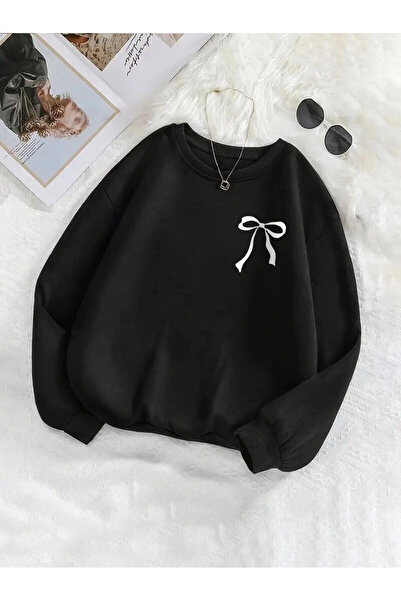 Cool & Sexy Minimal Fiyonk Printed Three Thread Black Sweatshirt
