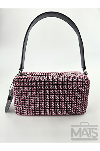 DSN Stone Coated Fuchsia Chain Strap Hand and Shoulder Bag