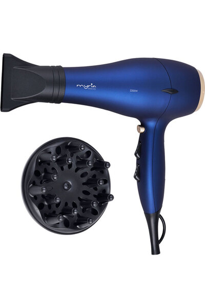 MyRia MY4881 Hair Dryer, 2200W, 2 speeds, 3 temperature settings, blue