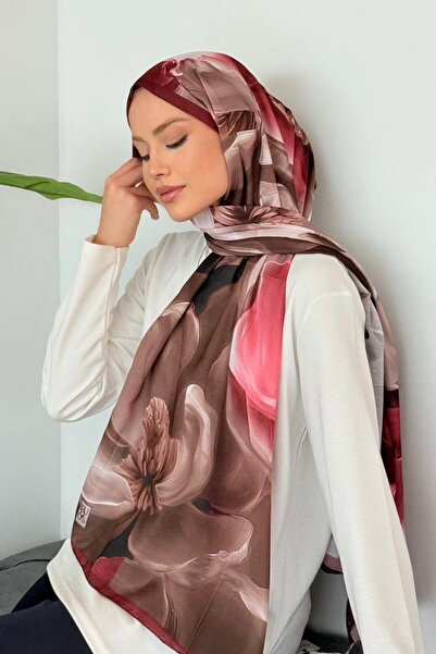 Hazamoda شال ياسمين الرقمي باللون الوردي