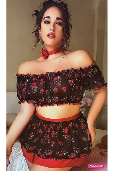 Nightlight Kadın Çiçek Desenli Şifon Detaylı 2’li Ev Giyim Takımı