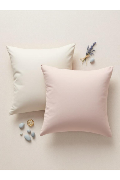 JACA 2-Piece Square Linen Fabric Solid Color Throw Pillow Cover (2 Pieces)