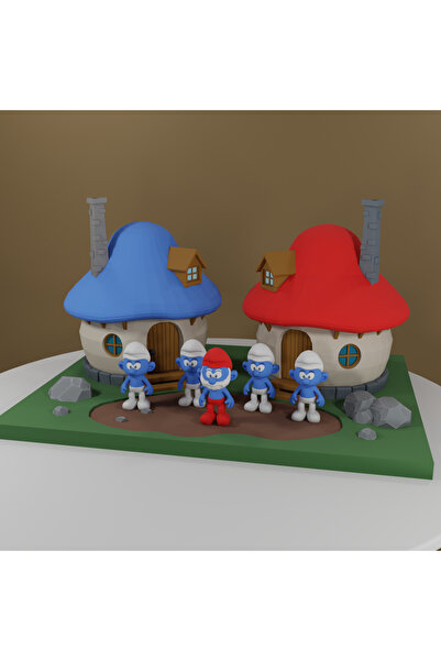 Pixra Diorama Küçük Şirinler Köyü - Özel Koleksiyon (15 cm uzunluk , 23 cm ge...