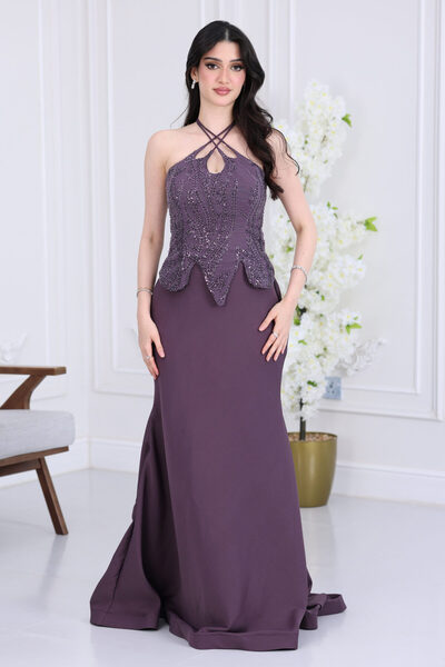 modern designer فستان سهرة كريب راقي