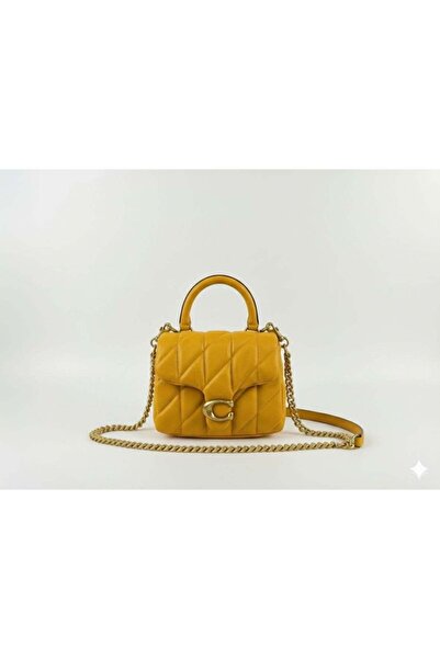 TABBY C-TABBY Top Handle Bag Quilting Nappa Leather with chain belt, Gold Hardware-color YELLOW