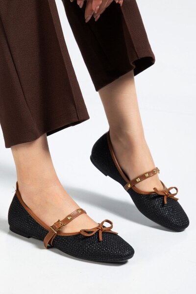 Kartezyen حذاء باليرينا أنيق وعصري من الموسم الجديد بتفاصيل فيونكة إيطالية