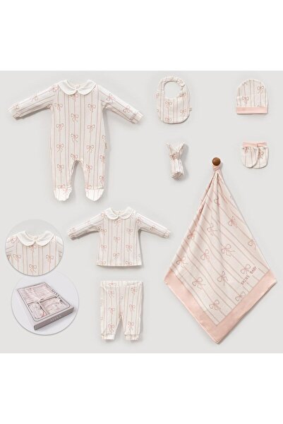 LisaLoom Baby Newborn 8 Piece Hospital Outfit with Bow and Stripes in Box – 1...