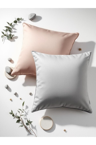 JACA 2-Piece Square Linen Fabric Solid Color Throw Pillow Cover (2 Pieces)