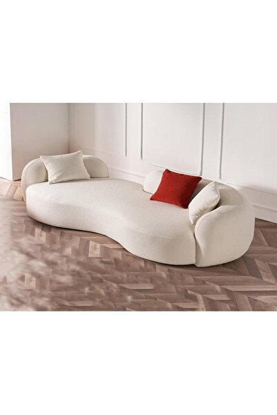 homejoyz 3-seater boucle sofa - Swedish wood - Off-white - 250x75x90 cm