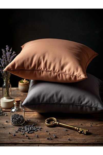 JACA 2-Piece Square Linen Fabric Solid Color Throw Pillow Cover (2 Pieces)