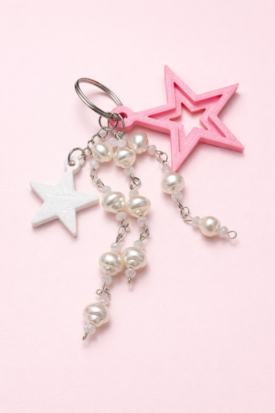 zetus PinkWhite Star Bag Charm Accesoriu pentru geantă Ornament pentru geantă...