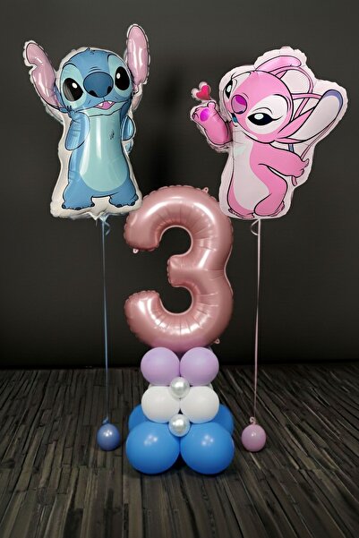 PARTİAVM بالونات عيد ميلاد ليلو وستيتش للأطفال بعمر 3 سنوات، بالونات على شكل ...