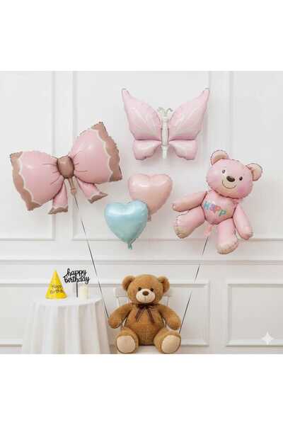 ÇITIPITISTORE Σετ 5 μπαλονιών με φιόγκο πεταλούδας και καρδιά από αλουμινόχαρτο