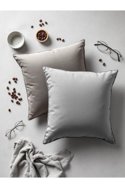 JACA 2-Piece Square Linen Fabric Solid Color Throw Pillow Cover (2 Pieces)