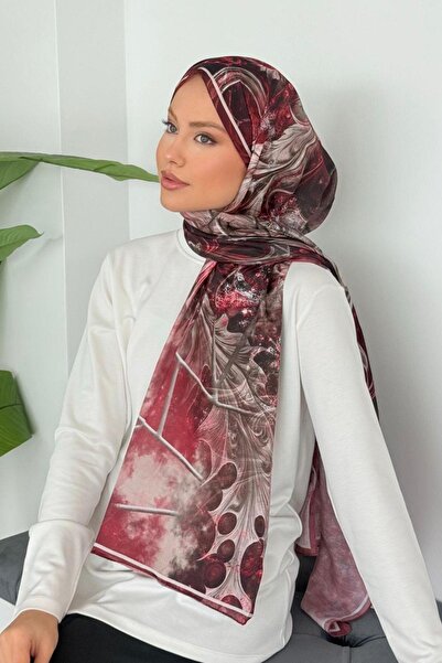 Hazamoda Rose Digital Shawl Burgundy