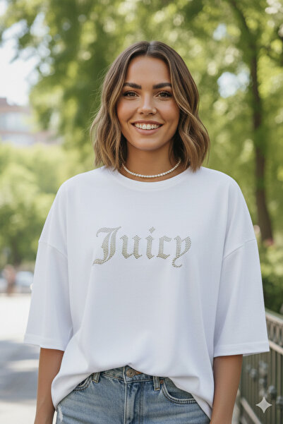 Bozz&Bozz Collection Γυναικείο μπλουζάκι oversized Juicy Crystal Stone με τύπωμα