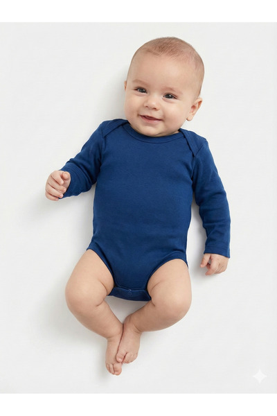 Masal Dünyası Bursa بدلة داخلية للأطفال الأولاد أزرق بلون الكوبالت بأكمام طوي...