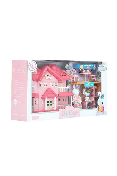 PopŞeker مجموعة ألعاب فيلا باي دريمي – مجموعة منزل كبير مع أرنب مصغر، وأثاث و...