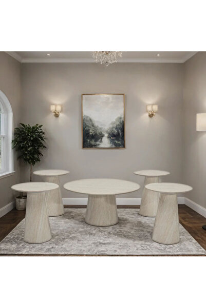 Tasamem Dafia 5-piece marble tea table set