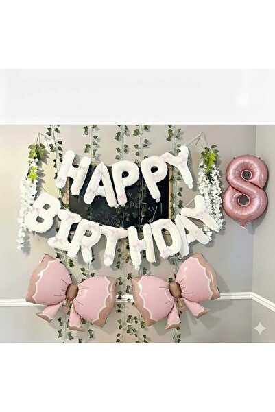 ÇITIPITISTORE Λευκό σετ για πάρτι γενεθλίων με φιόγκο και φύλλο αλουμινίου