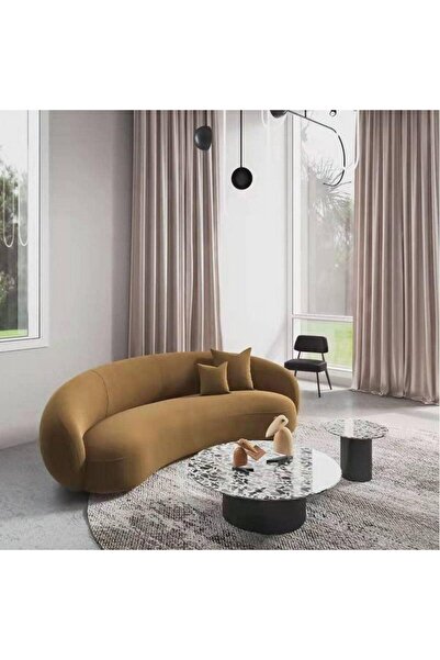 Homz Aria 3-seater sofa in Swedish wood and velvet - brown