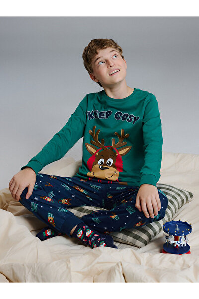 LC Waikiki Πιτζάμες για αγόρια με θέμα την Πρωτοχρονιά με λαιμόκοψη