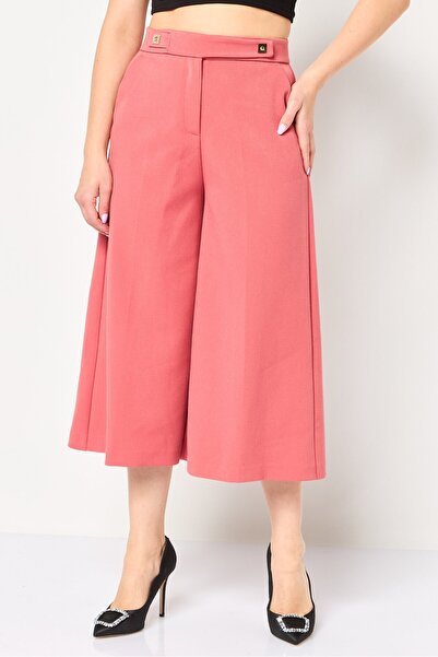 PİNKO Women Regular Fit Plain Cropped Pants, Pink