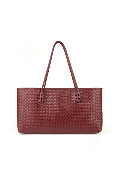 Rivina Mure Women's Long Tote Model Zippered Braided Leather Handbag and Shou...