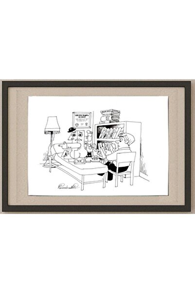 karikatural Mohammed Fiezabadi 29x21cm Orijinal Karikatür Tablo